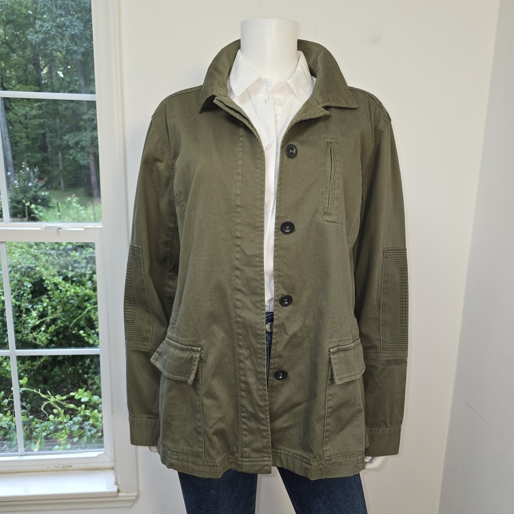 Orvis Embroidered Utility Field Jacket Womens Size L Olive Green Southwestern